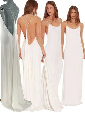 🆕 RAT & BOA 🧿 NWOT Amora Back Draped Jersey Dress, White - Sz S